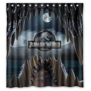 Pinghai - Cortina De Ducha Jurassic World, Juego De Cortina De Baño Con Ganchos, Tamaño 48 X 72 Pulgadas