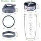 thumbnail image 2 of Juego de reemplazo de tazas de mezcladora y hoja de 7 piezas 32 onzas enorme taza con 1 tapa Flip-Top To-Go y 1 anillo de tapa y hoja extractora premium con mezcladora 600w / 900w compatible, 2 of 3