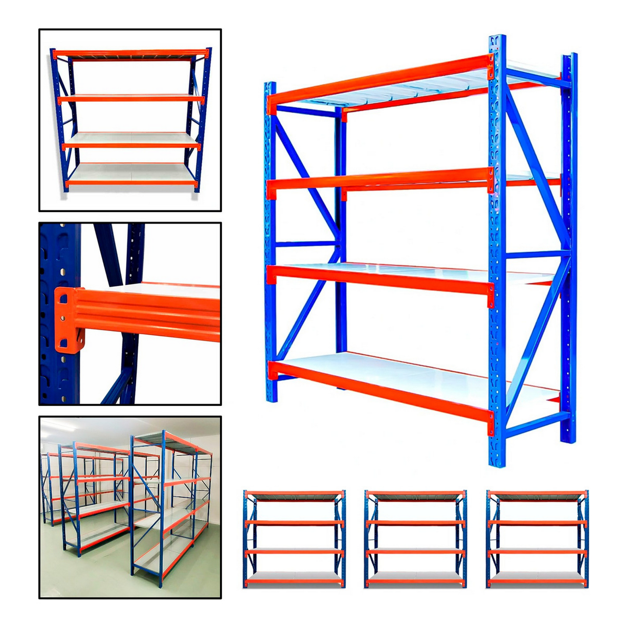 Genérico - Pack 3 Estante Metálico Rack 150x200x50cm Sin Pernos 400kg