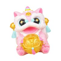 Magideal - Estatua De León Chino, Decoración De Año Nuevo Lunar Pequeña, Colecciones De Decoración, Estatuilla En Miniatura De Resina Para Dormitorio Del Festiva Rosa