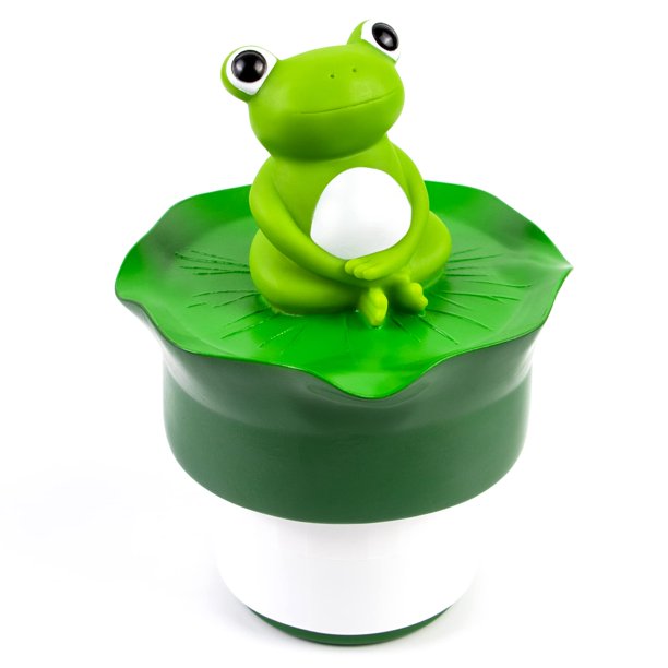 Dosificador flotante de cloro MKLZ con forma de rana para piscina y soporte para pastillas de 3 pulgadas