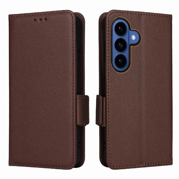 Funda Cartera para Samsung Galaxy S26 Plus Tapa Flip con Ranuras y Soporte Marrón