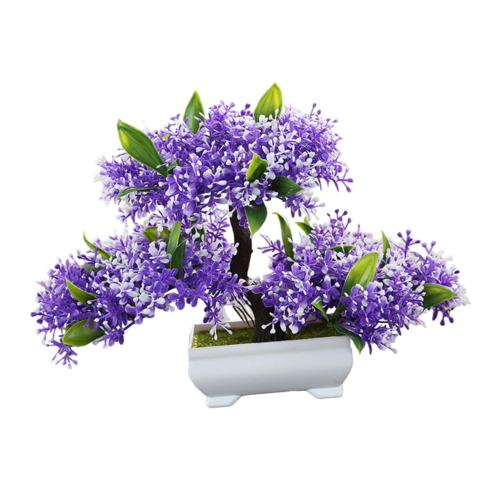 Magideal - Bonsái Artificial, Decoración De Plantas Artificiales, Decoración Para Baño, Mesa De Oficina, Dormitorio, Maceta De Bienvenida, Plantas, Bonsái Violeta