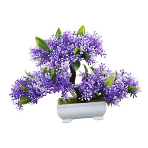 Magideal - Bonsái Artificial, Decoración De Plantas Artificiales, Decoración Para Baño, Mesa De Oficina, Dormitorio, Maceta De Bienvenida, Plantas, Bonsái Violeta