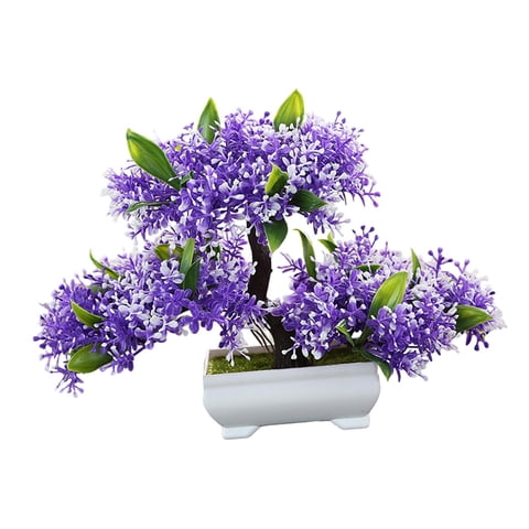 Magideal - Bonsái Artificial, Decoración De Plantas Artificiales, Decoración Para Baño, Mesa De Oficina, Dormitorio, Maceta De Bienvenida, Plantas, Bonsái Violeta