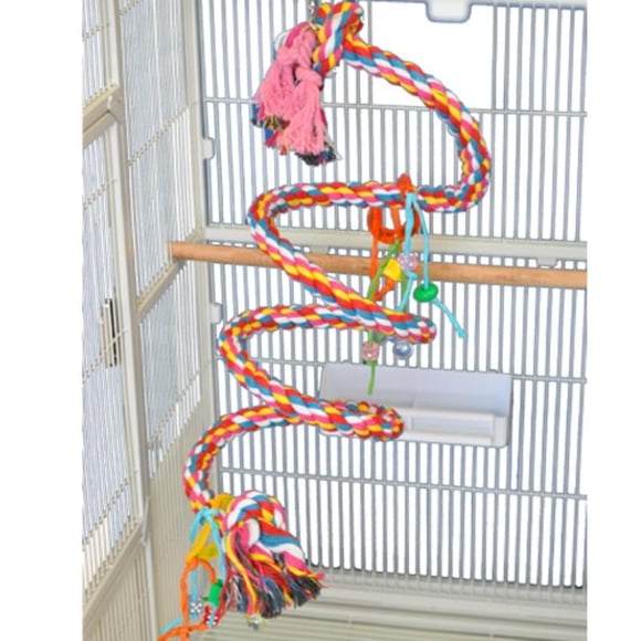 Juguete A&E Cage HB552F cuerda de algodón arcoíris mediana Fancy con campana
