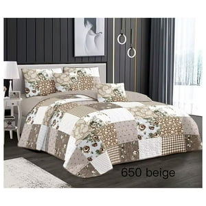 Genérico - Cubrecama Quilt Verano 2 Plazas - Patchowork Beige Kfl650