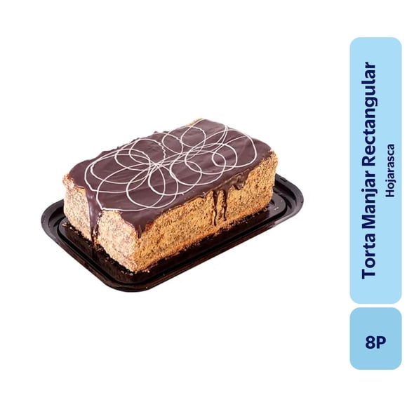 Torta Hoja Manjar Rectangular 8P, 785 gr
