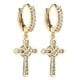 thumbnail image 5 of Pendientes , material de 14K chapado en oro Pendientes pequeños Pendientes de tuerca para hombres Mujeres Graduación Bodas Navi , Oro 1.1x0.39 pulgadas, 5 of 5