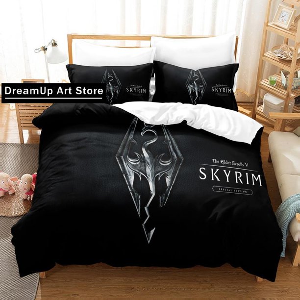 FashionS-Skyrim Bedding Set Boys Girls Duvet Cover Pillowcase Bed Adult Bedroom