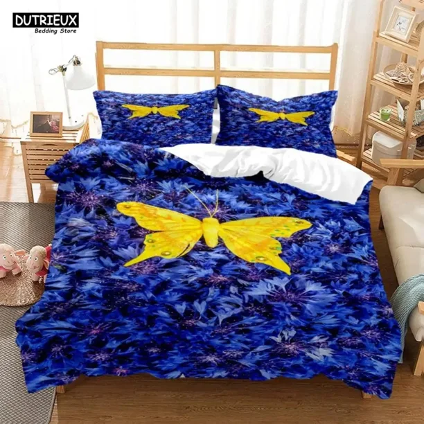 Simple And Atmospheric Butterfly Printed bedding, Soft And Comfortable Comforter Bedding Sets Customizable Complete Size