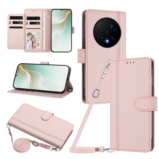 Funda Tipo Libro para Honor Magic 8 Pro con Ranuras para Tarjetas, Rosa