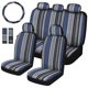 thumbnail image 1 of Fundas de asiento Sino Salected 12 piezas estilo Baja azul, 1 of 7