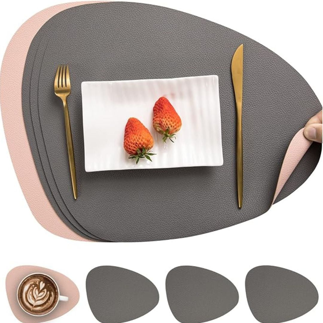 Aura Zeus - Set 4 Individuales + 4 Posavasos Impermeables Antimanchas 2 En 1