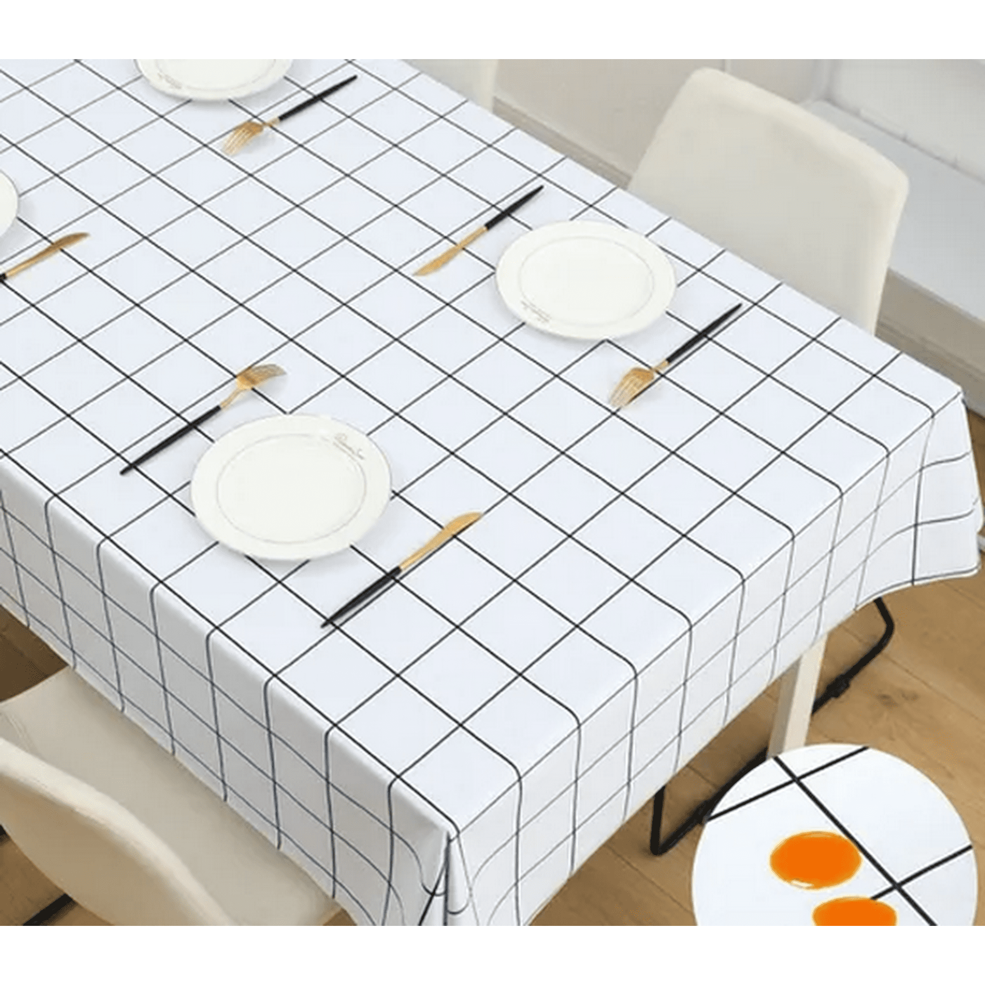 Genérico - Mantel Impermeable 140x220 Blanco/negro Antiquemaduras