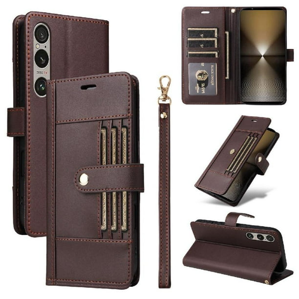 FOXDOCK Funda tipo Cartera para Sony Xperia 1 VI – Cubierta de Cuero PU con Múltiples Ranuras, Bolsillo para Efectivo y Correa de Muñeca