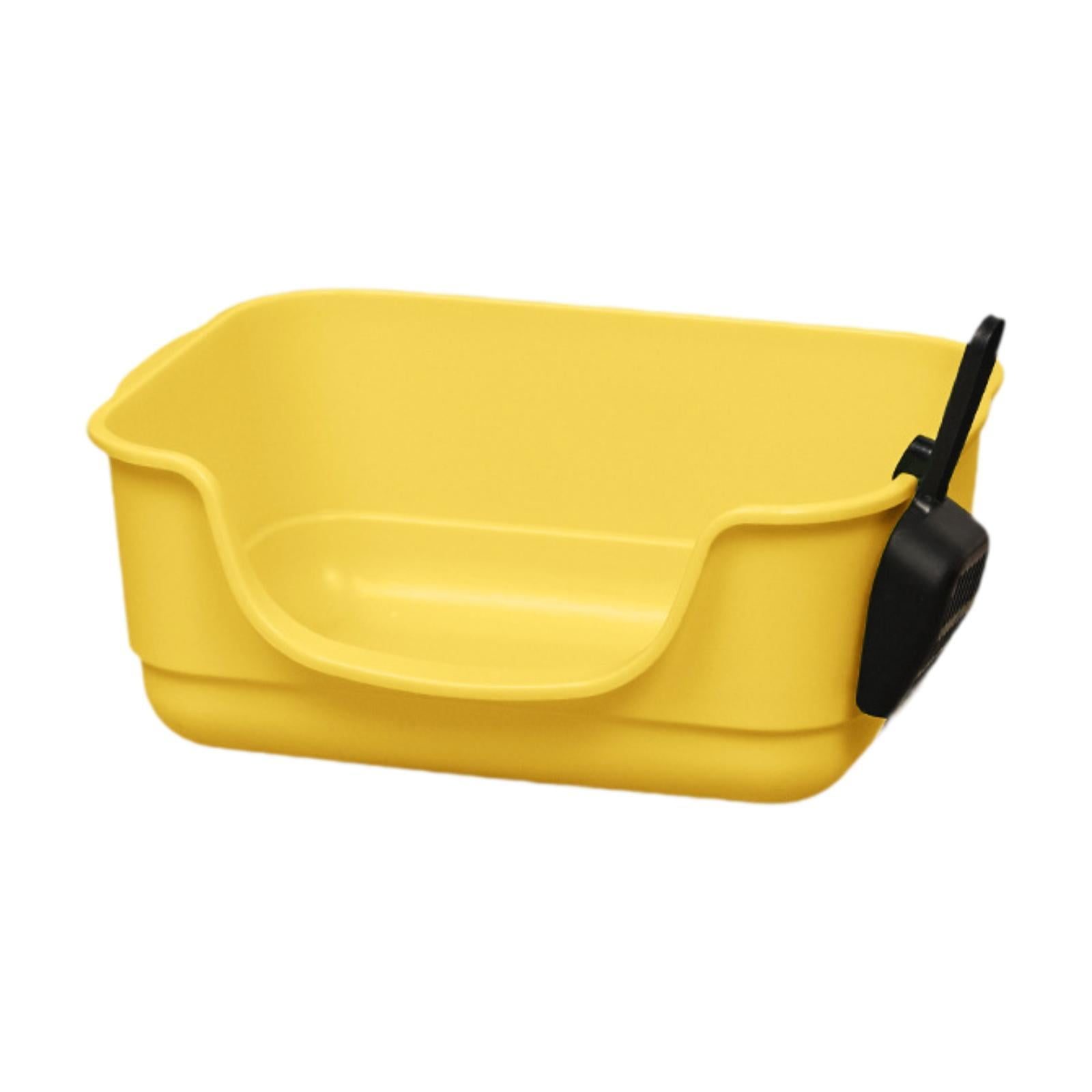 Caja De Arena Para Mascotas Con Tapa Abierta, Inodoro Portátil Y Fácil De Limpiar Para Gatos De Interior, Color Amarillo