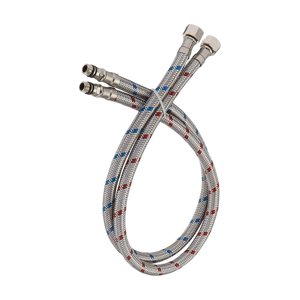 Magideal - 2 Conectores De Línea De Grifo De 60 Cm Con Forro Rojo Y Azul, Fácil De Instalar, Manguera De Grifo De Cocina De Acero Inoxidable Para Baño De 9/16''