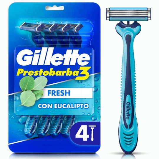 Máquina De Afeitar Prestobarba3 Fresh Con Eucalipto 4 Un Gillette