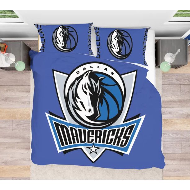 NBA Dallas Mavericks Quilt Duvet Cover Set Double Doona Cover Bedclothes Soft3-Piece Bedding Set