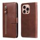 thumbnail image 3 of Funda tipo cartera para iPhone 16 Pro con bolsillo con cremallera y ranuras para tarjetas – Función de soporte Marrón, 3 of 6