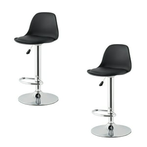Lubabycas - Pack 2 Sillas Piso Bar Negras Altura Regulable Con Respaldo