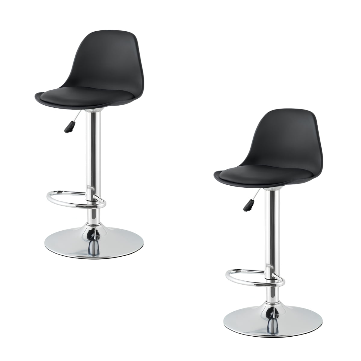 Lubabycas - Pack 2 Sillas Piso Bar Negras Altura Regulable Con Respaldo