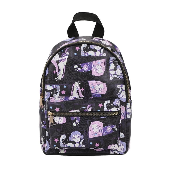 Minimochila Bioworld KPop Demon Hunters Huntrix AOP negra