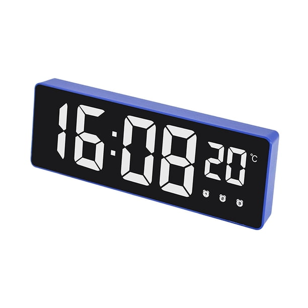 Despertador Digital Pantalla LED Gran Número Silencioso Para Viaje Dormitorio Escritorio Azul