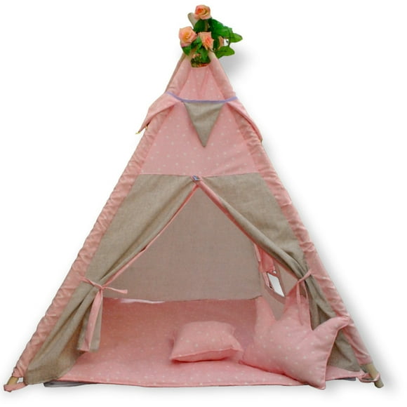 Carpa Tipi Infantil Algodón modelo Moon Rosa
