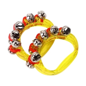 Magideal - 2 Mini Panderetas Para Hacer Ruido, Instrumento Musical Rítmico, Campanas De Pandereta De Mano, Campanas De Mano Para Ktv, Jardín De Infantes Benéfico Amarillo