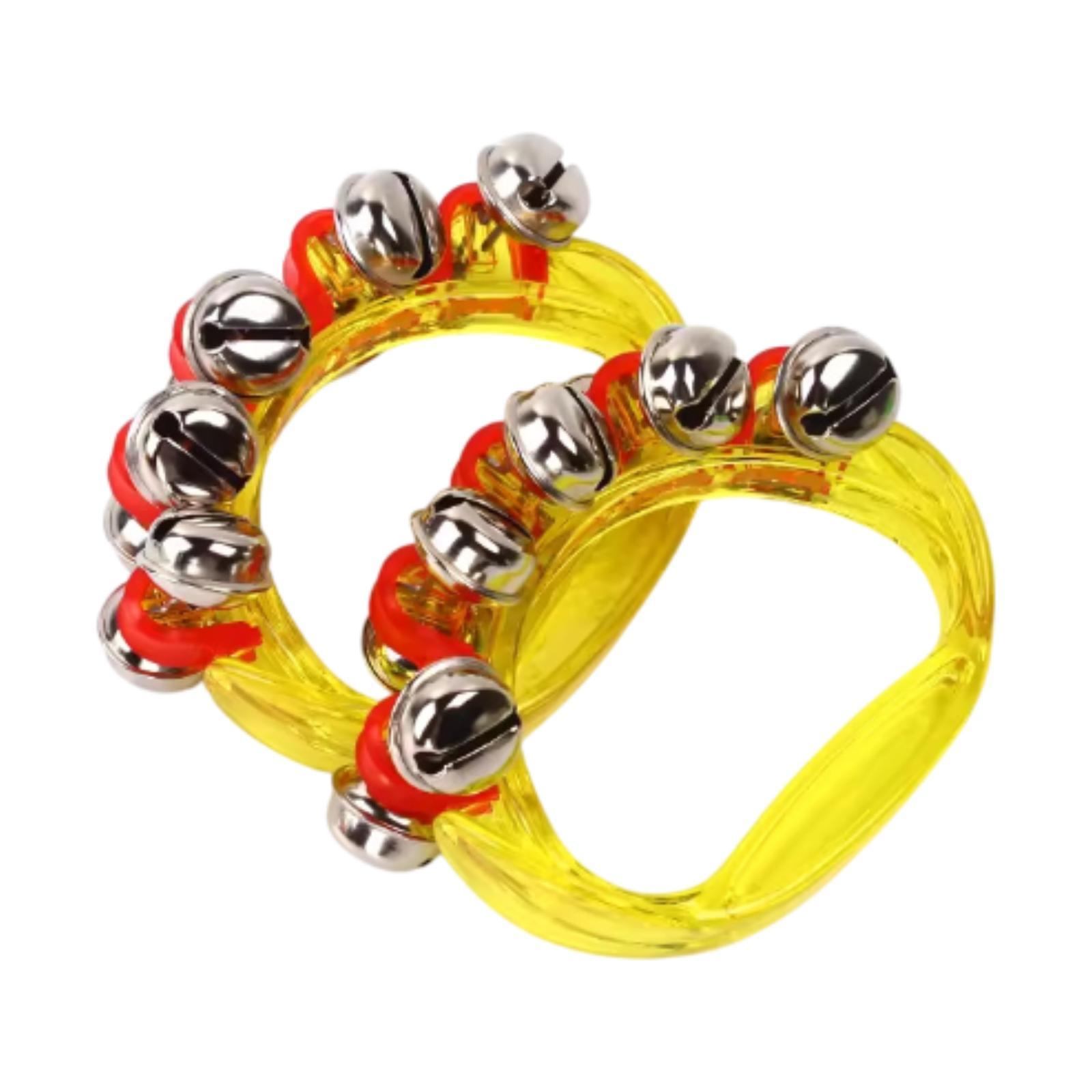 Magideal - 2 Mini Panderetas Para Hacer Ruido, Instrumento Musical Rítmico, Campanas De Pandereta De Mano, Campanas De Mano Para Ktv, Jardín De Infantes Benéfico Amarillo