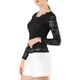 thumbnail image 4 of INSPIRE CHIC Blusa de Encaje Floral para Mujer de San Valentín con Cuello en V y Mangas Largas con Ribete Festoneado XL Negro, 4 of 7