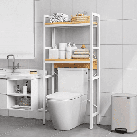 Tienda El Garage - Repisa Organizador Madera Y Metal Baño 2 Niveles 135X50X26 Xp-3