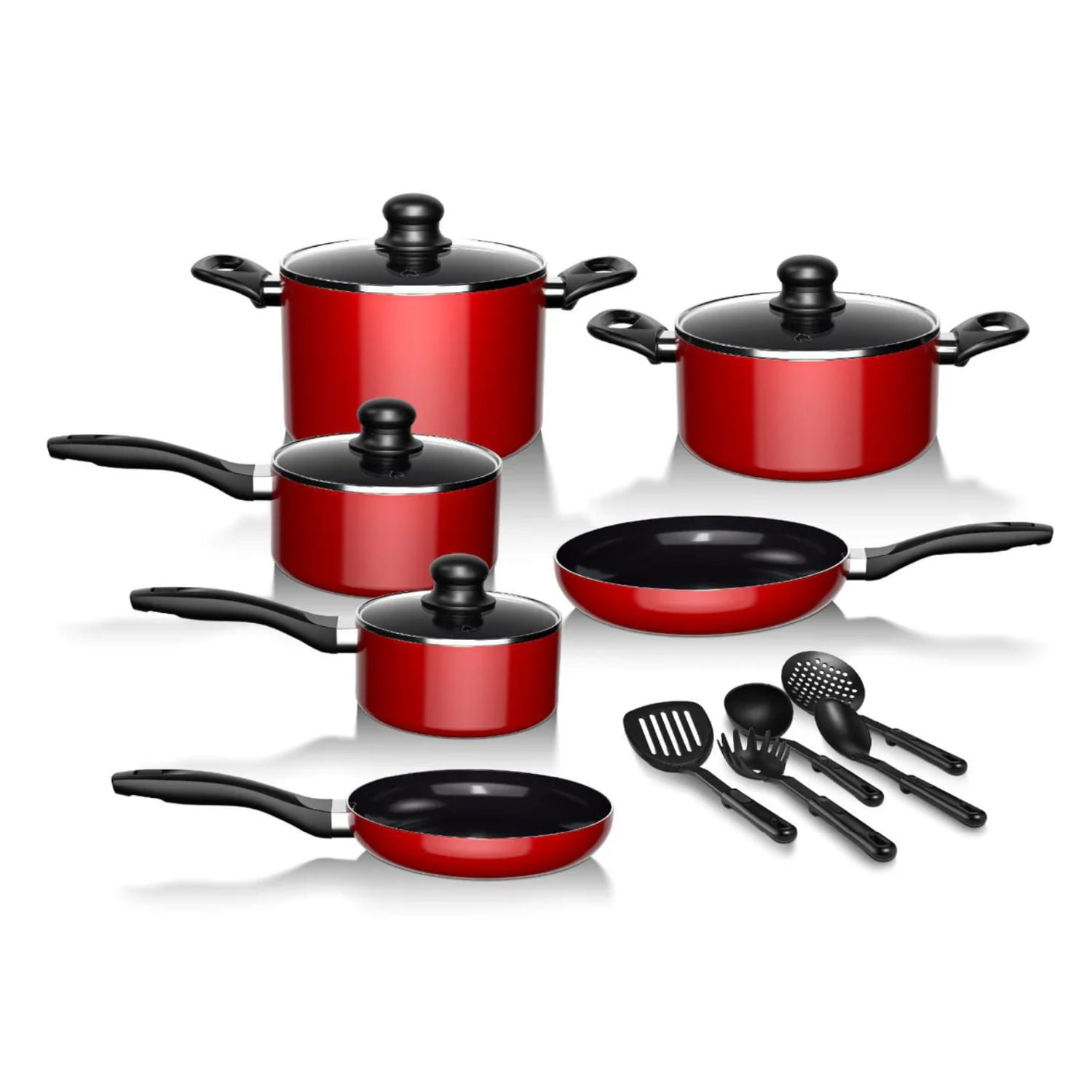 Batería Cocina 15 Piezas Aluminio Antiadherente Rojo Wolf