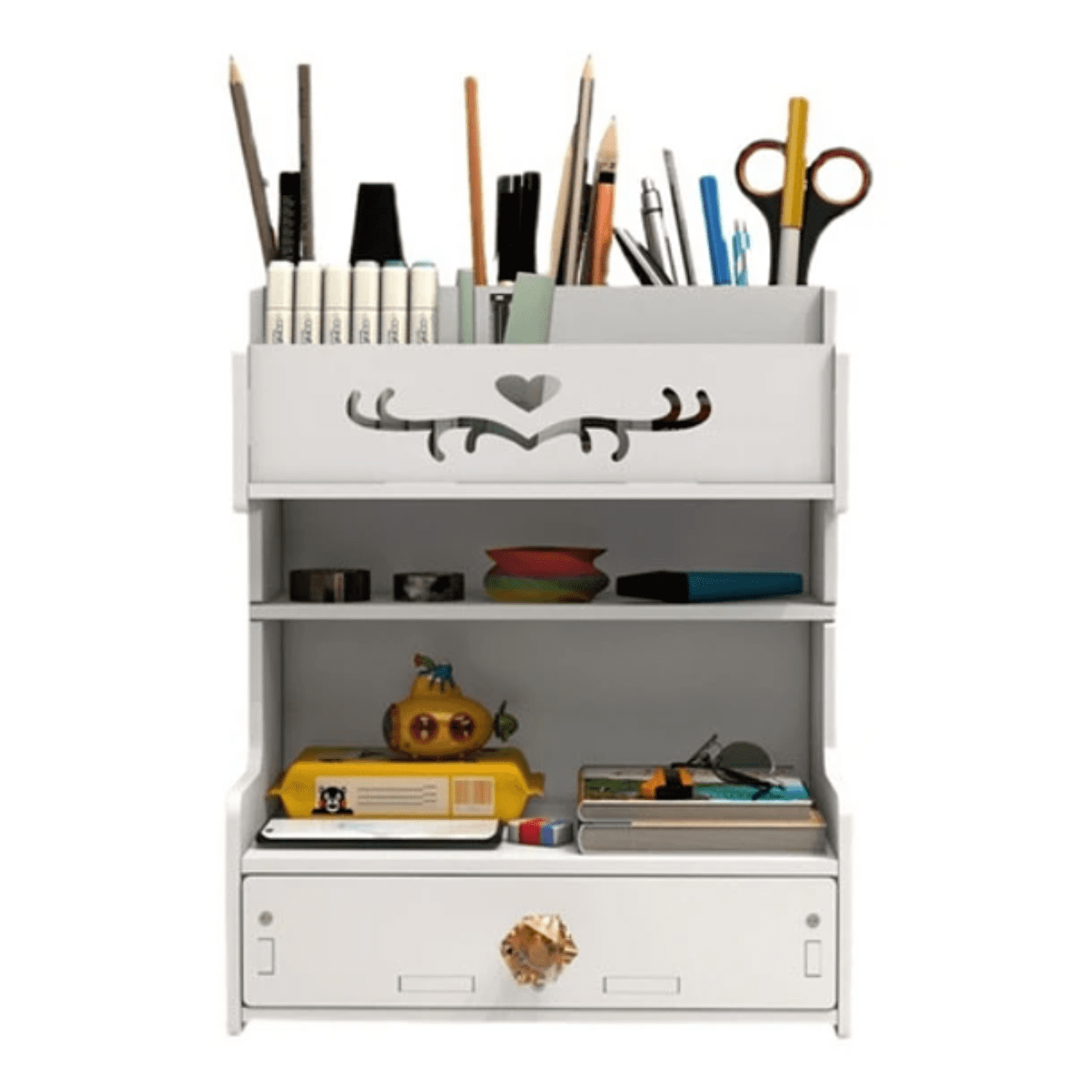 Crusec - Organizador De Escritorio Almacenamiento Con Repisa Cajones