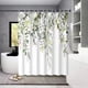 thumbnail image 1 of 1pc Watercolor Green Sage Leaves Shower Curtain - Soft Fabric with Eucalyptus and Floral Design for a Relaxing Bathroom Experience, 1 of 4