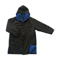 Ioensy - Niños Con Capucha Cambio De Bata Chaqueta Traje Outwear Abrigo De Lluvia Cálido Surf Swim Parka Azul Negro