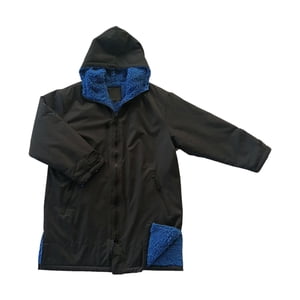 Ioensy - Niños Con Capucha Cambio De Bata Chaqueta Traje Outwear Abrigo De Lluvia Cálido Surf Swim Parka Azul Negro