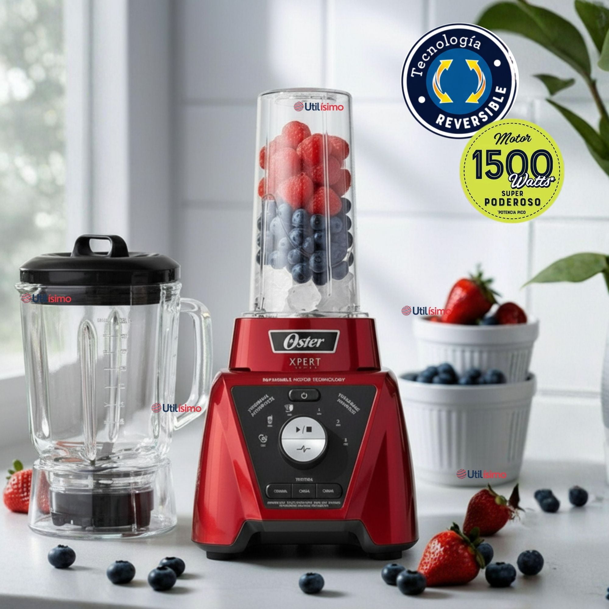 Oster - Licuadora Xpert Series™ Roja Con Control De Textura Y Un Blend N Go Blst3brpg