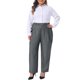 thumbnail image 2 of Pantalones de Oficina de Trabajo Plisados de Talla Grande para Mujer de Agnes Orinda, de Cintura Alta, Rectos, Casual de Negocios con Bolsillo 5X Gris Claro, 2 of 6