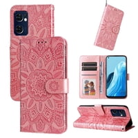 Funda Tipo Cartera Foxdock Para Oppo Reno 7 5G , Diseño Girasol En Relieve, Cuero Pu, Cierre Magnético, Soporte Y Tarjetero
