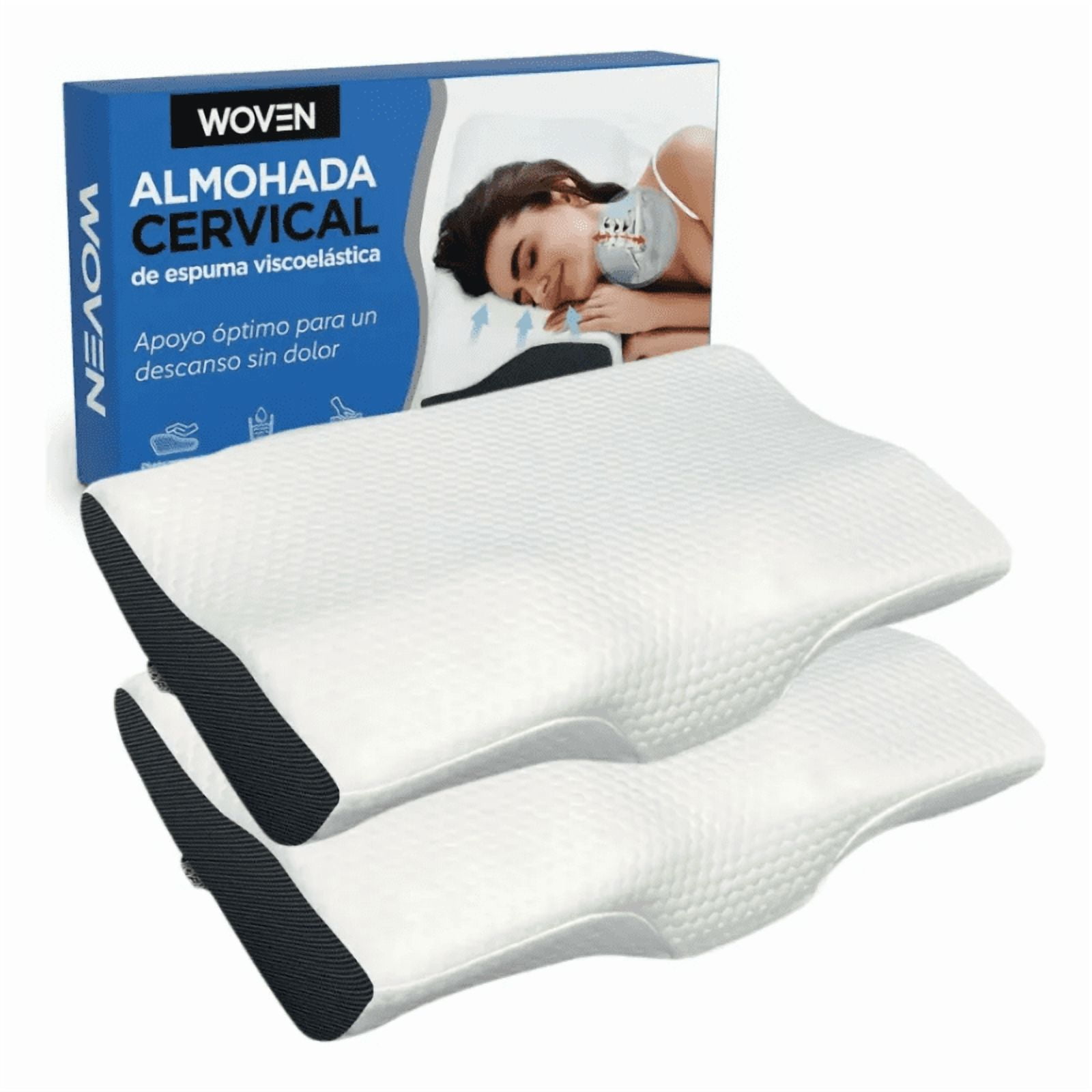 2 Almohadas Ortopédicas Cervical Woven Espuma Viscoelástica