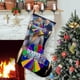 thumbnail image 1 of La Rueda de la Fortuna Tema: Calcetines de Navidad, fino lino blanco para colgar en escaleras y chimenea, decoración navideña para el hogar, regalo de Navidad. 45cm × 32cm, 1 of 5