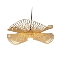 Magideal - Luz Colgante De Bambú Tejida Casa De Pantalla Decorativa Lámpara Lámpara Pantalla Rústica E27 Luz Colgante De Tejado Para De Cocina