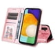 thumbnail image 4 of Funda tipo cartera FOXDOCK para Samsung Galaxy A13 5G , diseño girasol en relieve, cuero PU, cierre magnético, soporte y tarjetero, 4 of 5