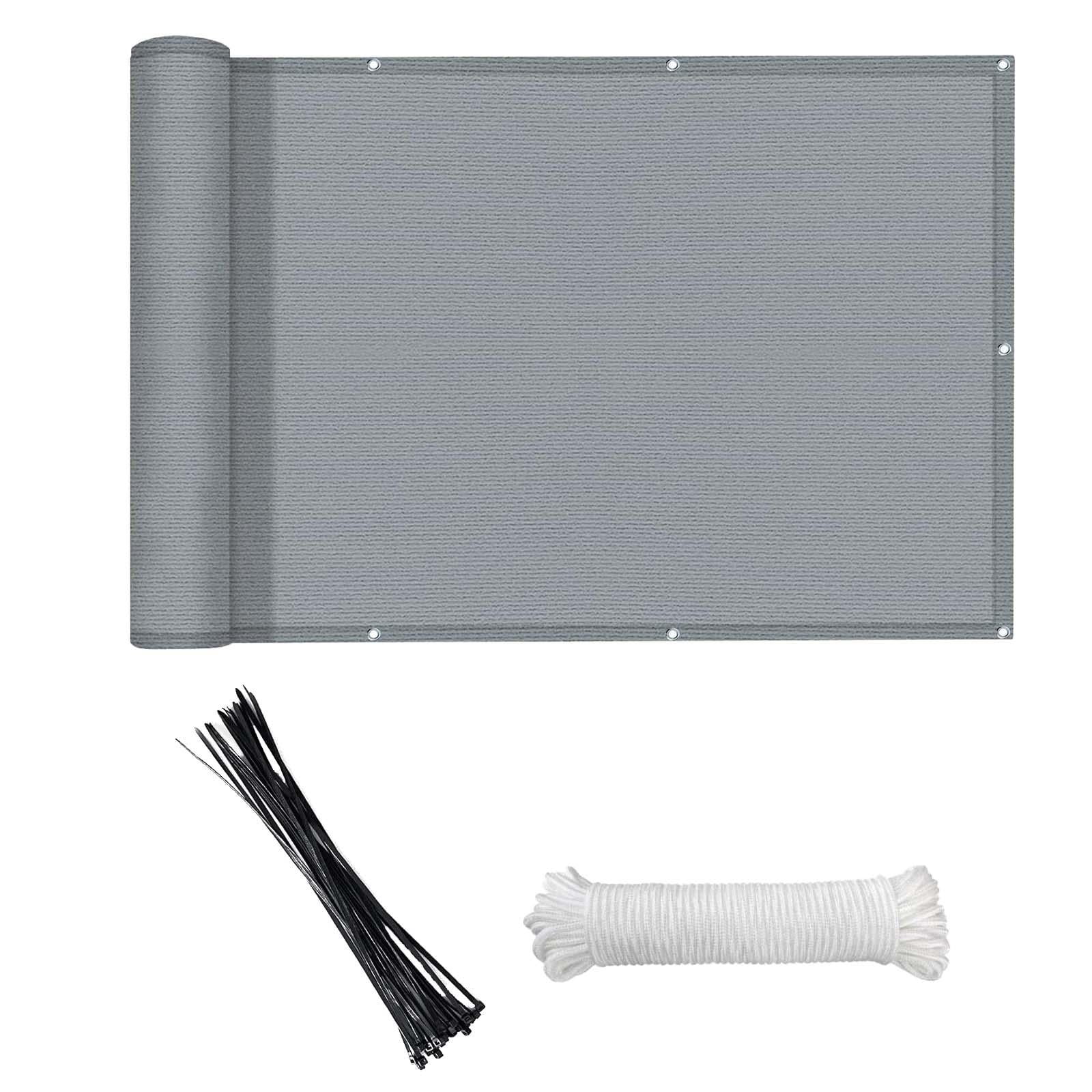 Ioensy - La Cubierta De Hdpe Para Balcón Incluye 24 Bridas Para Cables De 90 X 300 Cm Para Terraza Exterior De Porche Gris