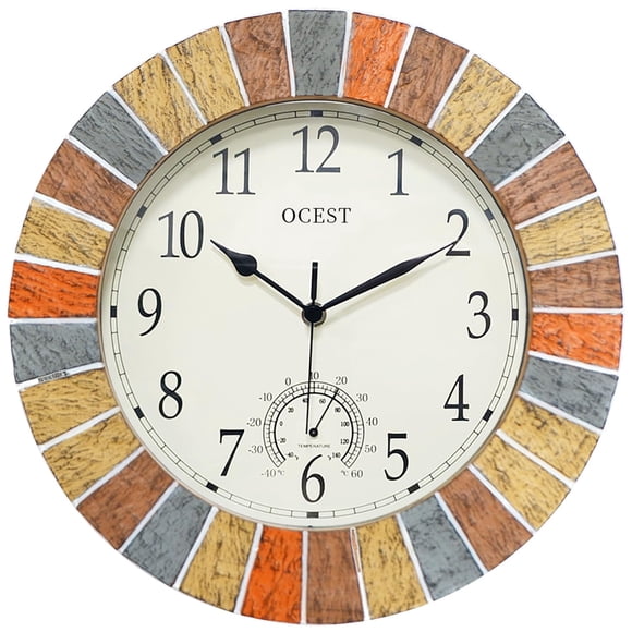 Reloj OCEST 33 cm Impermeable para Interior y Exterior con Termómetro