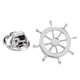 thumbnail image 2 of Encantos Marinos De La Insignia De La Solapa Del Cuello Del Volante Del Barco Náutico De Latón Plateado, 2 of 3