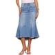 thumbnail image 1 of INSPIRE CHIC Falda Midi de Mezclilla Lavada con Cola de Pescado de Cintura Alta con Dobladillo Crudo de Moda Casual con Bolsillos para Mujer Regreso a Clases M Azul Claro, 1 of 5